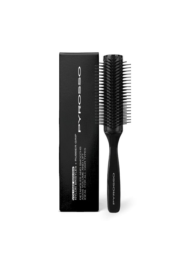 Pyrosso Round Volume Styling Brush, Heat-Resistant Nylon Bristles, Professional Hair Brush for Men, Black - Image 1